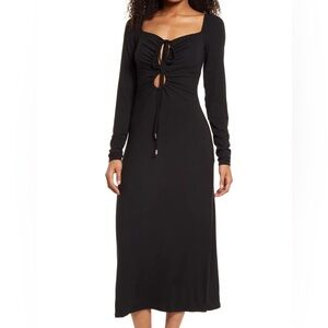 AFRM Black Long Sleeve Midi Dress
